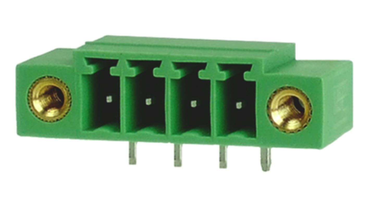 RS PRO 3.81mm Pitch 4 Way Right Angle Pluggable Terminal Block, Header, Through Hole, Solder Termination