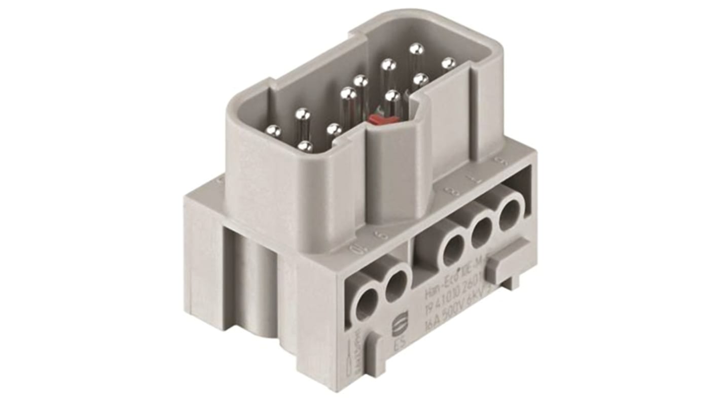 Inserto de conector de potencia HARTING Macho, serie Han-Eco, configuración 10P+E