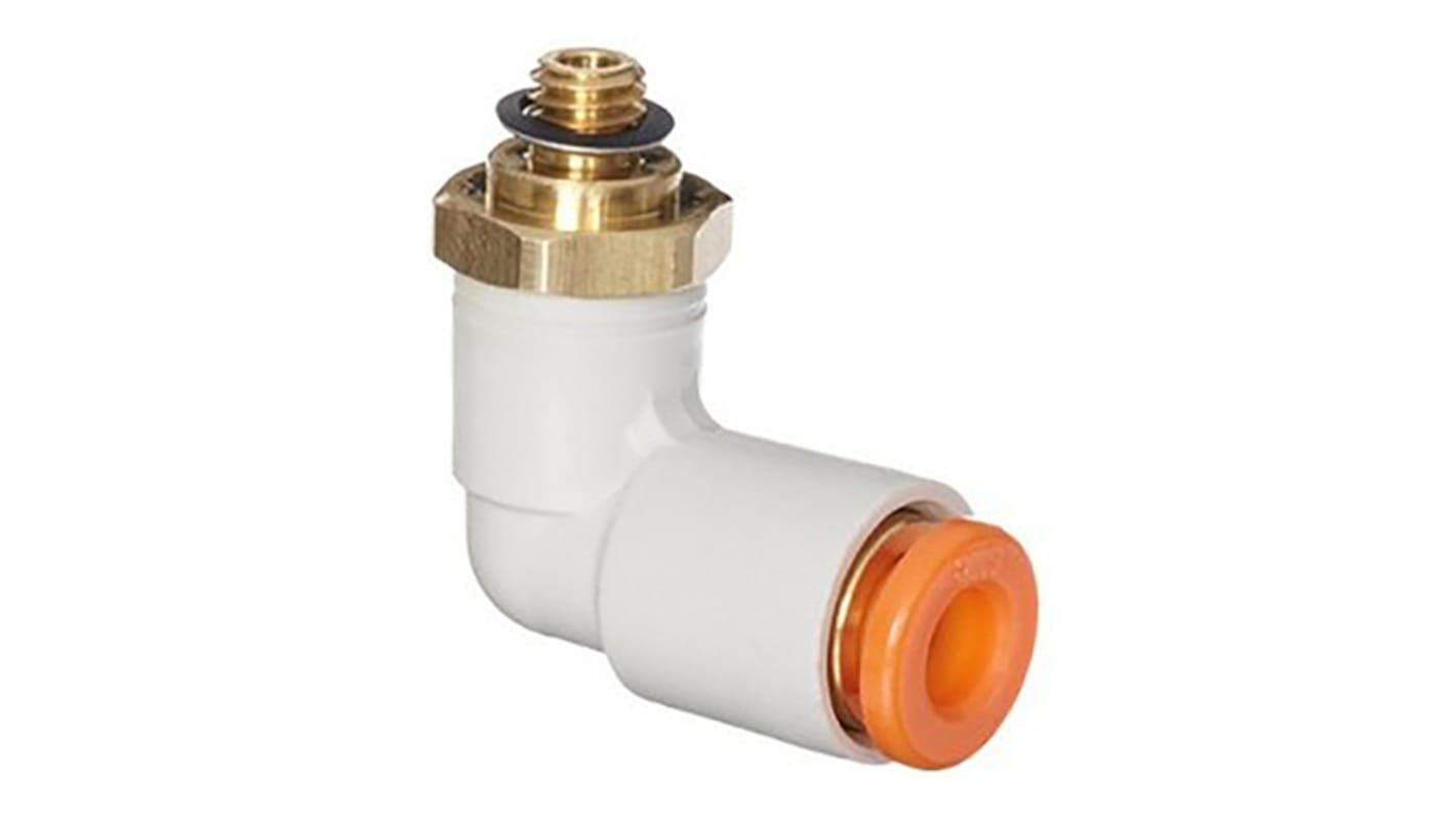 SMC KQ2 Series Elbow Threaded Adaptor, Uni 1/4 Male, Threaded Connection Style