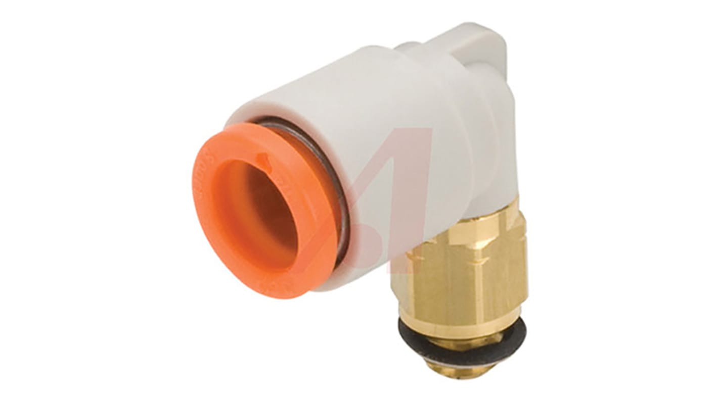 SMC KQ2 Series Elbow Threaded Adaptor, UNF 10-32 Male, Threaded Connection Style