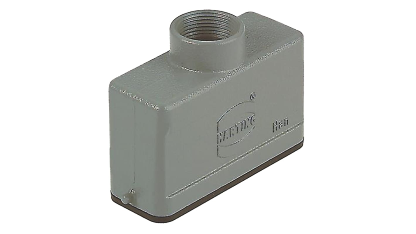 Carcasa para conector industrial con entrada superior HARTING serie Han A tamaño 16A, con rosca PG16