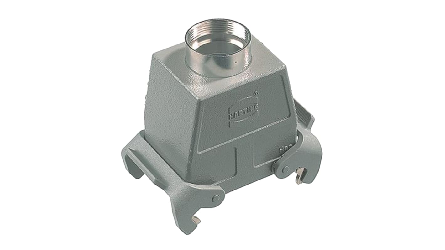 Carcasa para conector industrial con entrada superior HARTING serie Han A tamaño 32A, con rosca PG21