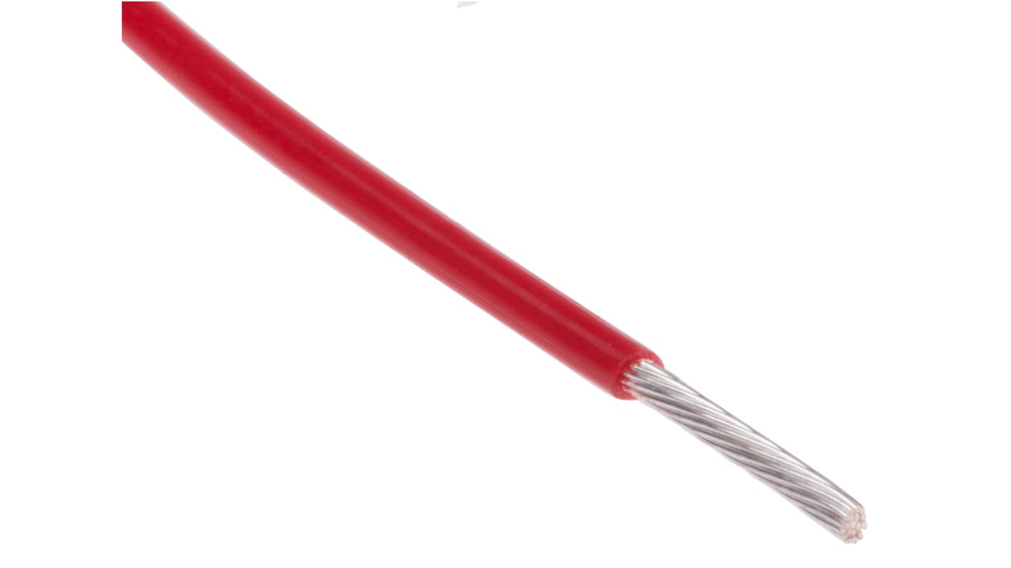 RS PRO Einzeladerleitung 0,22 mm², 24 AWG 25m Rot PTFE isoliert Ø 0.95mm 7/0,2 mm Litzen