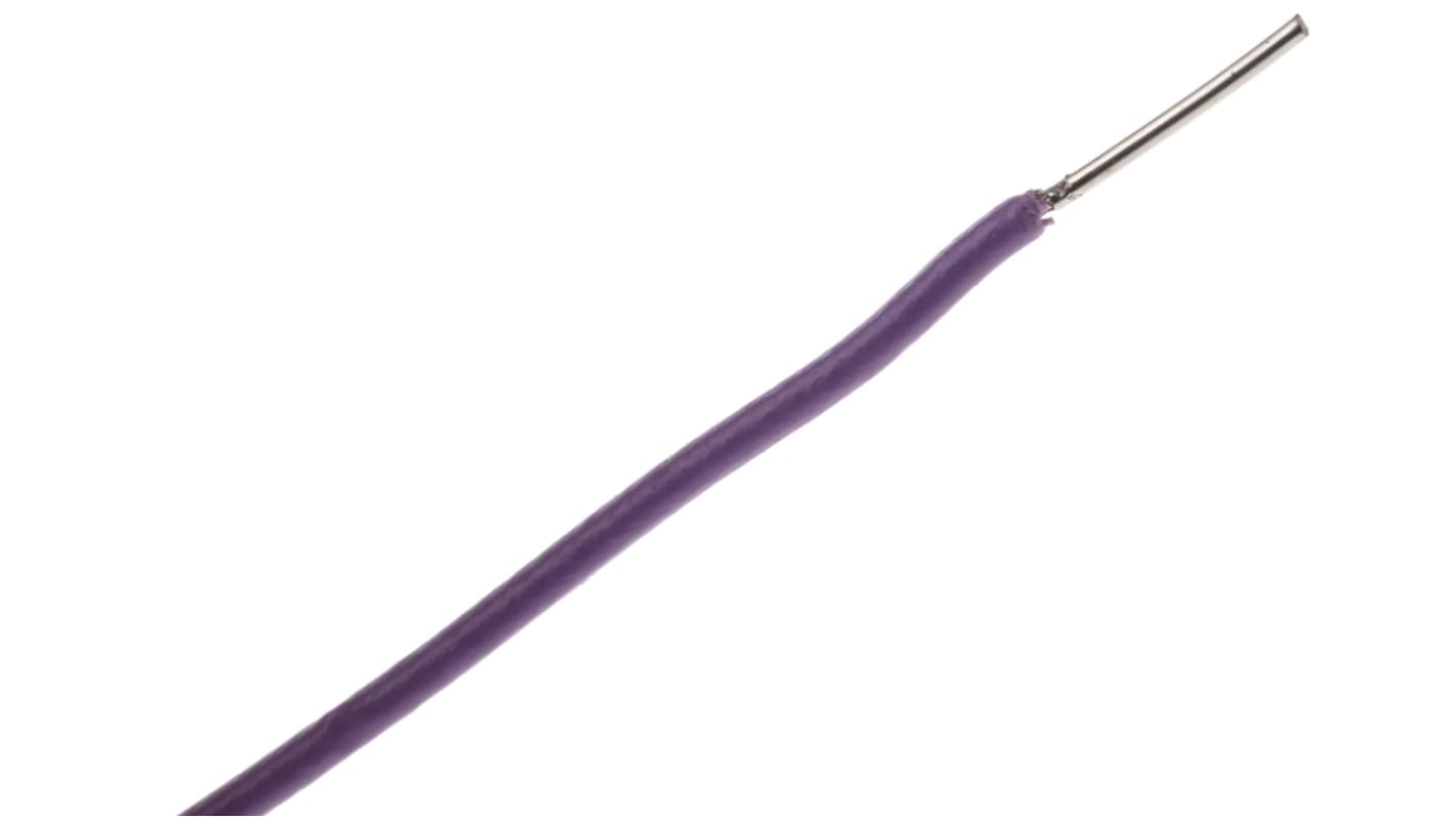 Cable de conexión RS PRO, área transversal 0,22 mm² Filamentos del Núcleo 7 / 0,2 mm Morado, 300 V, long. 100m, 24 AWG