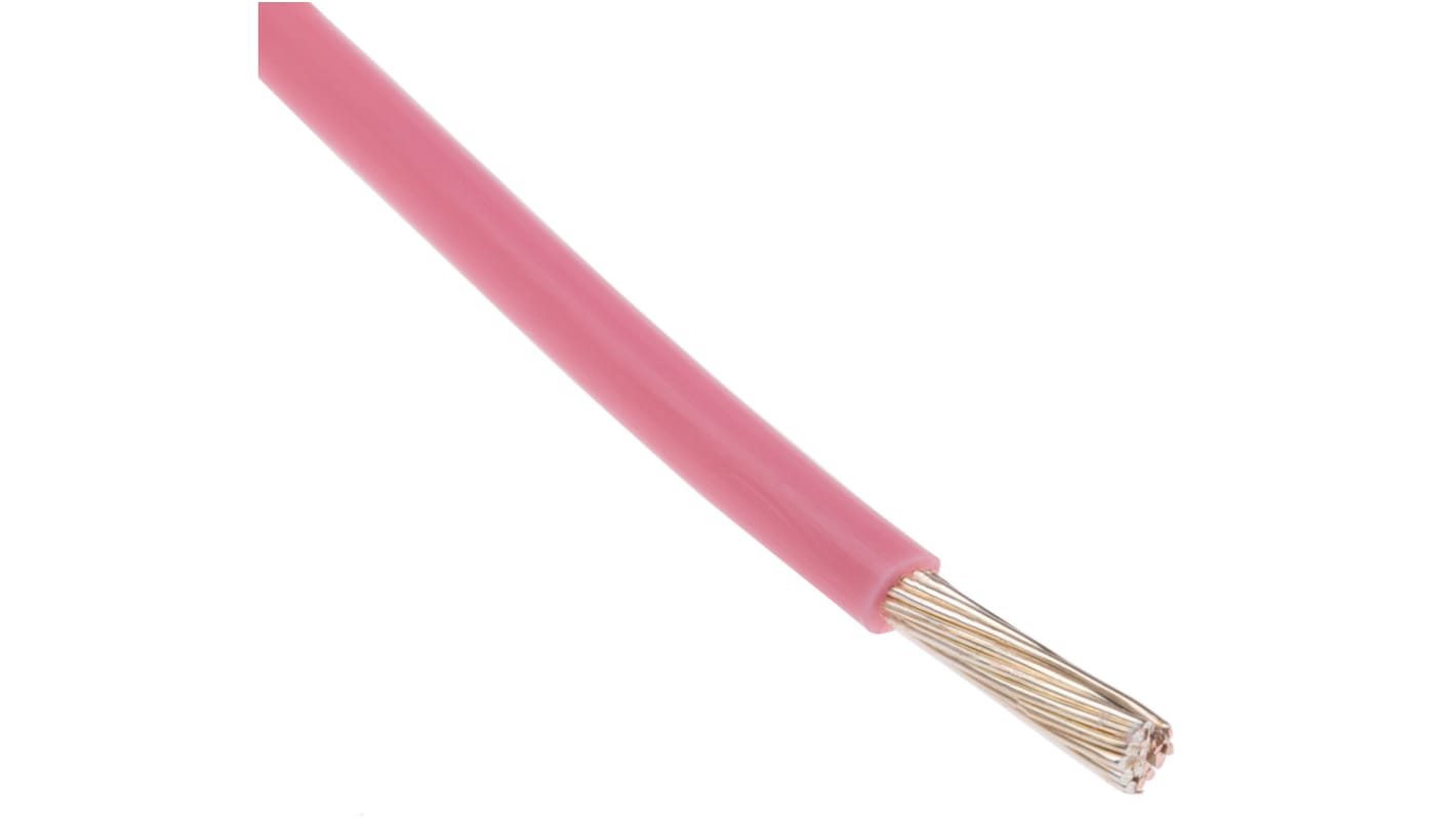 RS PRO Einzeladerleitung 0,34 mm², 22 AWG 100m Rosa PTFE isoliert Ø 1.1mm 19/0,15 mm Litzen