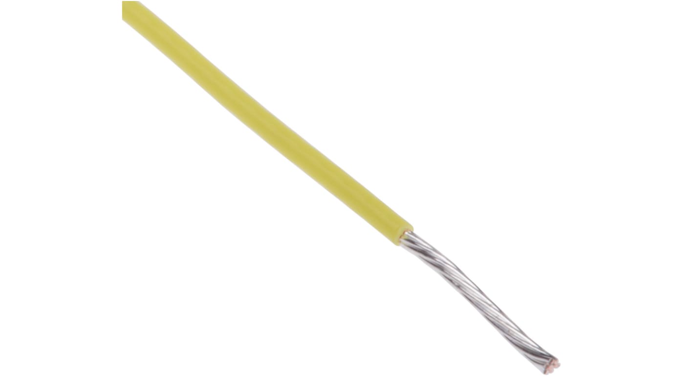 Cable de conexión RS PRO, área transversal 0,22 mm² Filamentos del Núcleo 7 / 0,2 mm Amarillo, 600 V, long. 100m, 24
