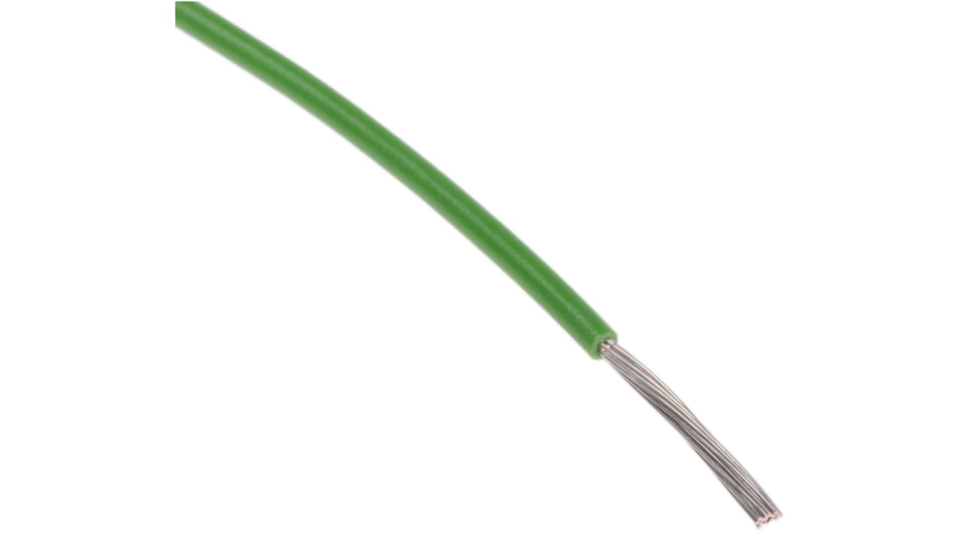 Cable de conexión RS PRO, área transversal 0,34 mm² Filamentos del Núcleo 19/0,15 mm Verde, 600 V, long. 100m, 22 AWG