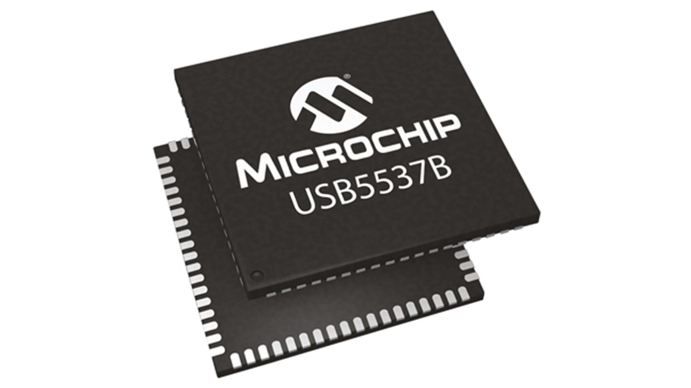 Microchip USB5537B-6080AKZE, USB Controller, 7-Channel, 1.5Mbps, USB 1.2, USB 2.0, USB 3.0, 1.25 V, 3.3 V, 72-Pin QFN