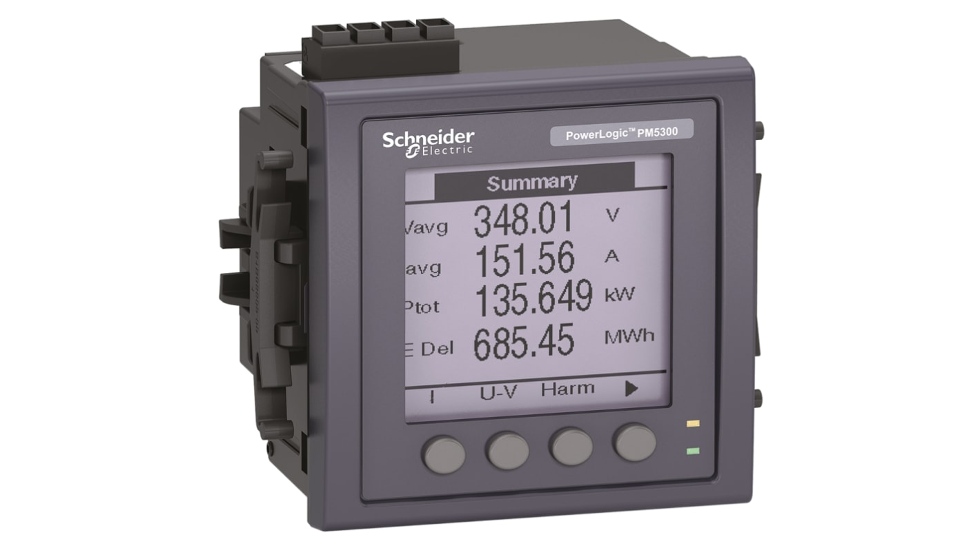 Medidor digital de energía Schneider Electric serie PM5000, display LCD, precisión ±0,5%, 3 fases, dim. 92mm x 92mm