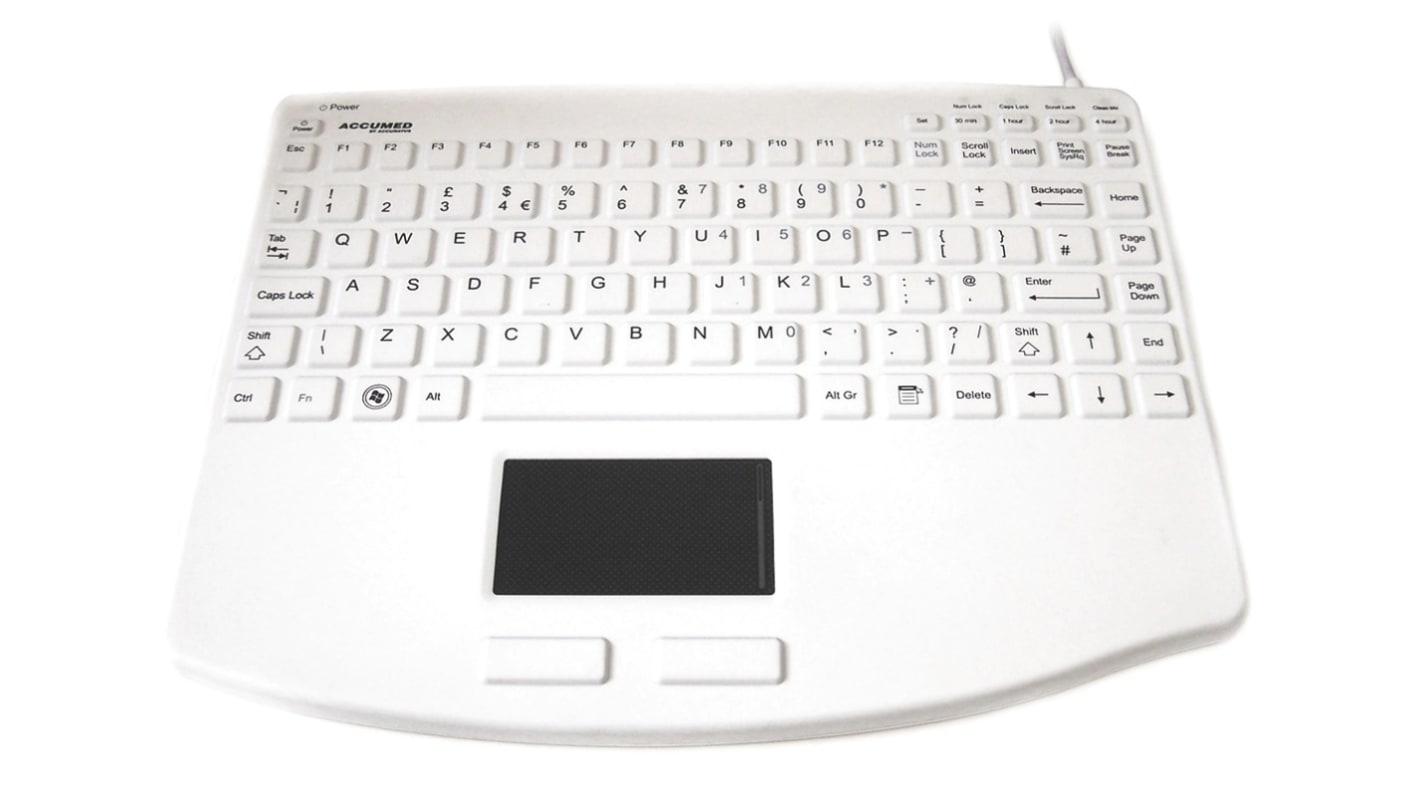 Klávesnice s touchpadem, Kabelová, Bílá, USB Lékařství QWERTY (Velká Británie) x 227mm x 289mm Ceratech