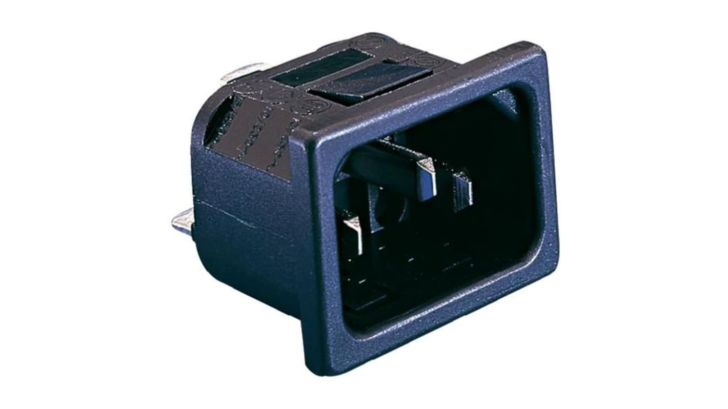 Bulgin C14 Snap-In IEC Connector Male, 10A, 250 V