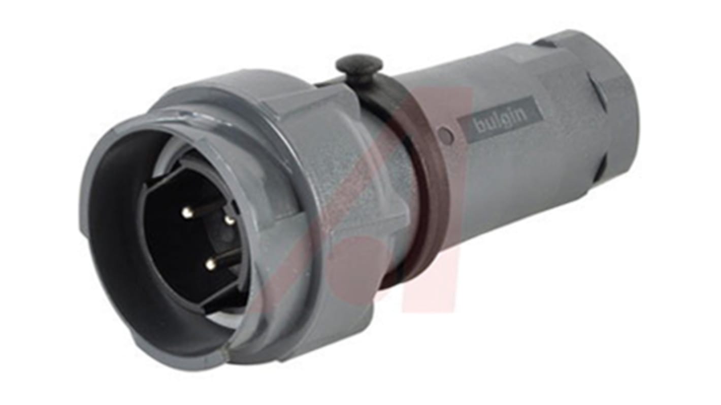 Bulgin Connector, 3 Contacts, Cable Mount, Plug, Male, IP66, IP68, IP69K, Buccaneer 7000 Series