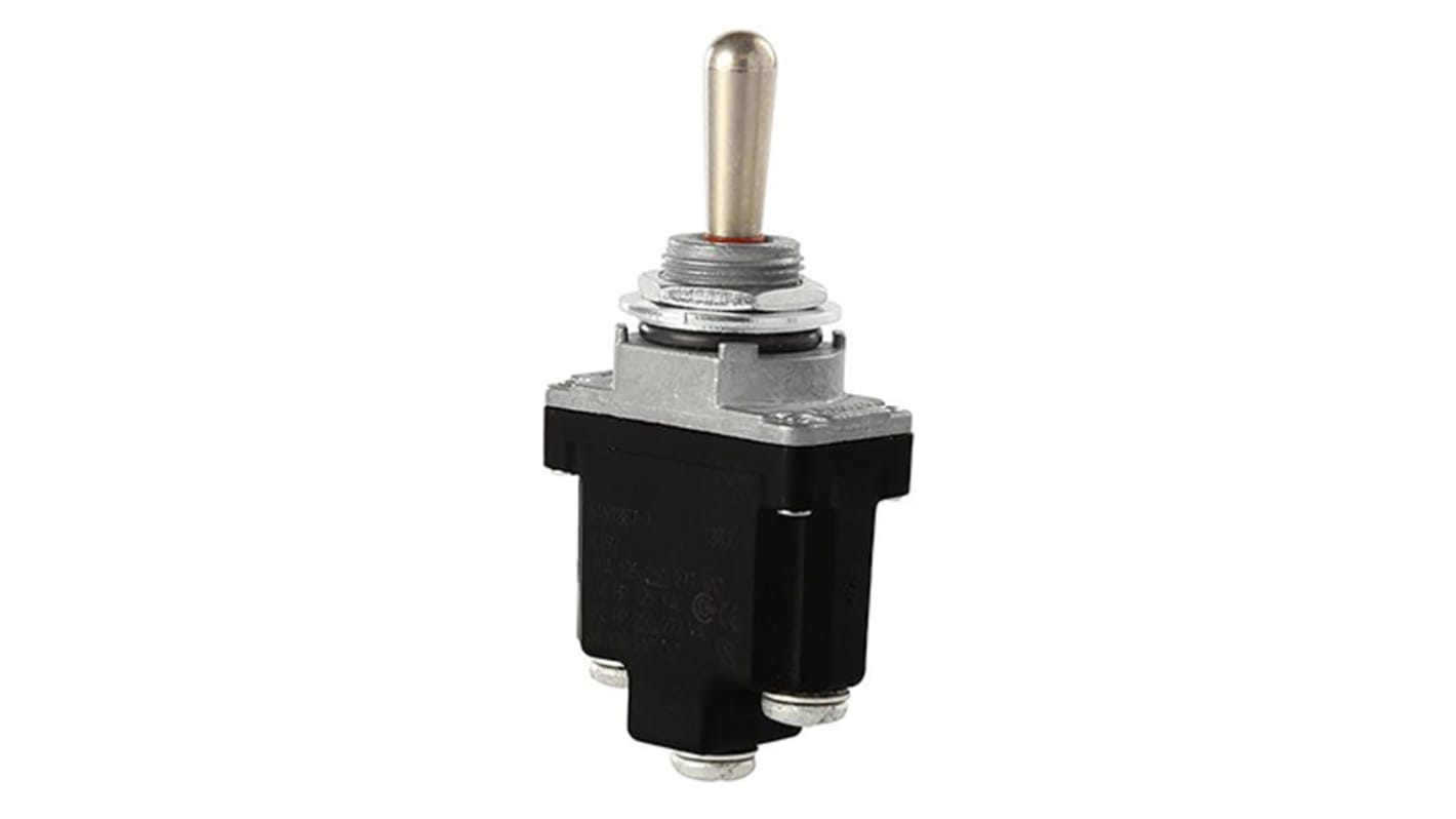 Honeywell Toggle Switch, Panel Mount, On-Off-On, DPDT, Solder/Quick Connect Terminal