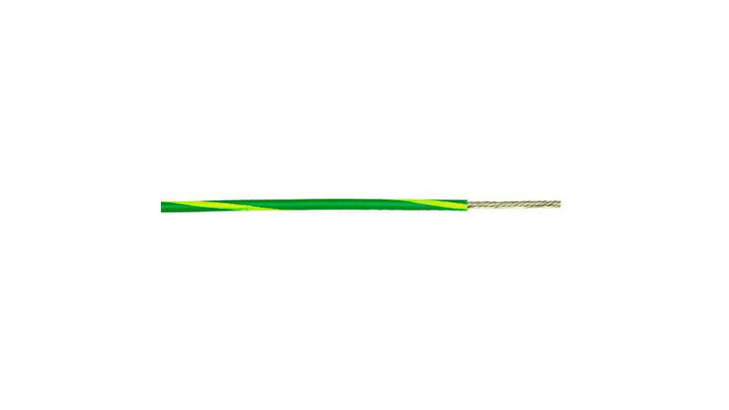 Alpha Wire Hook-up Wire PVC Series Green/Yellow 0.75 mm² Hook Up Wire, 18 AWG, 16/0.25 mm, 30m, PVC Insulation