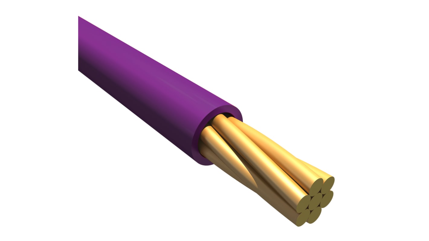 Alpha Wire Einzeladerleitung 0,2 mm², 24 AWG 30m Violett PVC isoliert Ø 1.42mm 7/0.20 mm Litzen MIL-W-76