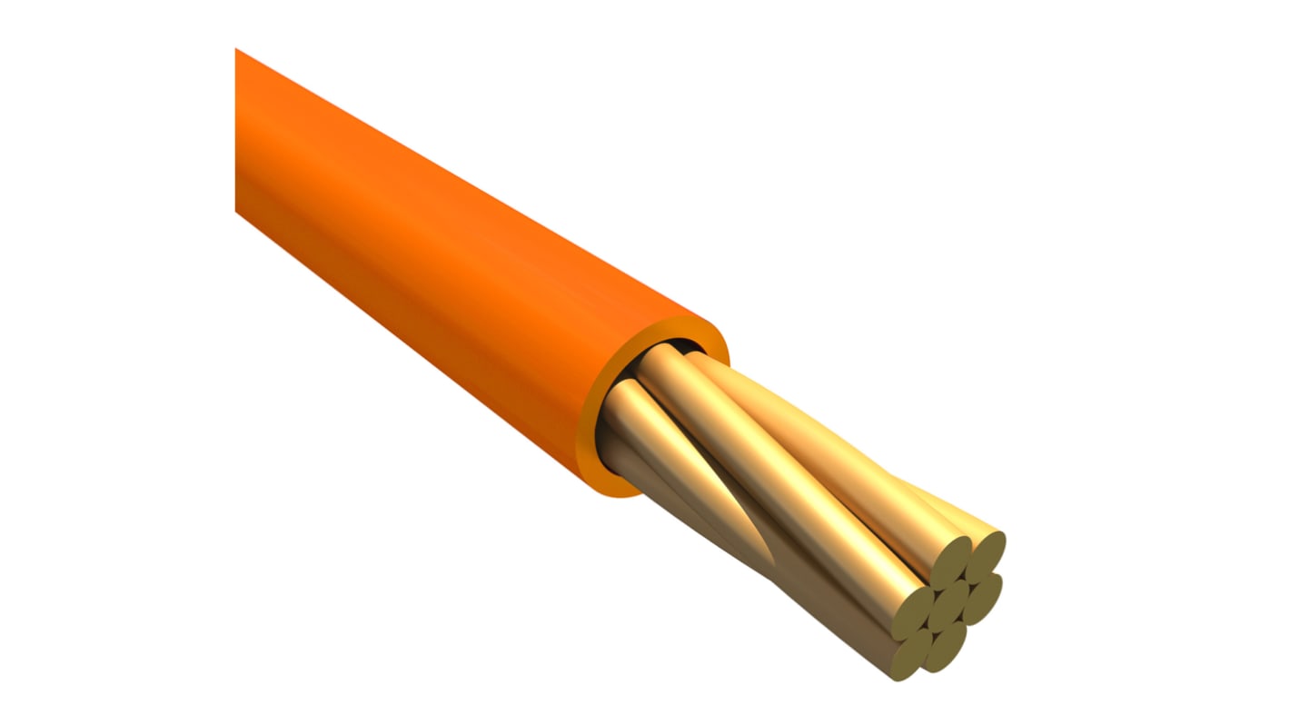 Alpha Wire Einzeladerleitung 0,13 mm², 26 AWG 30m Orange PVC isoliert Ø 0.99mm 7/0,16 mm Litzen MIL-W-76