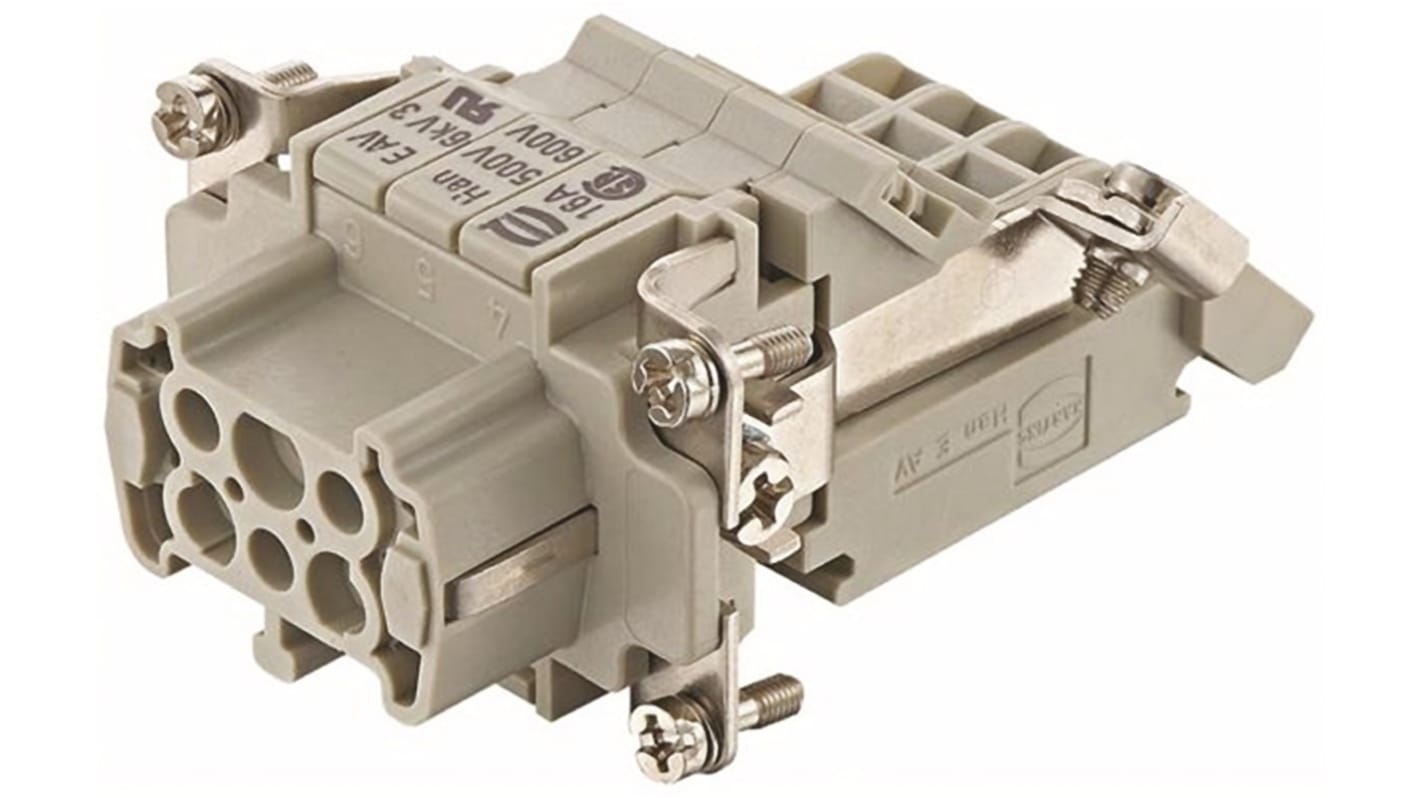 HARTING Han E Industrie-Steckverbinder Kontakteinsatz, 6-polig 16A Buchse, Terminal Block-Einsatz Schrauben