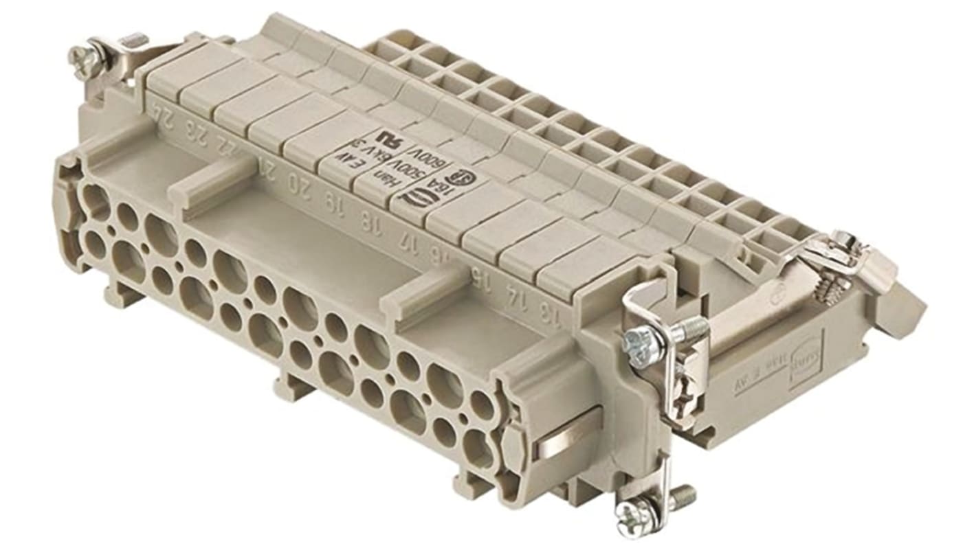 Insert de bloc terminal HARTING série Han E, 24 contacts , 16A, Femelle