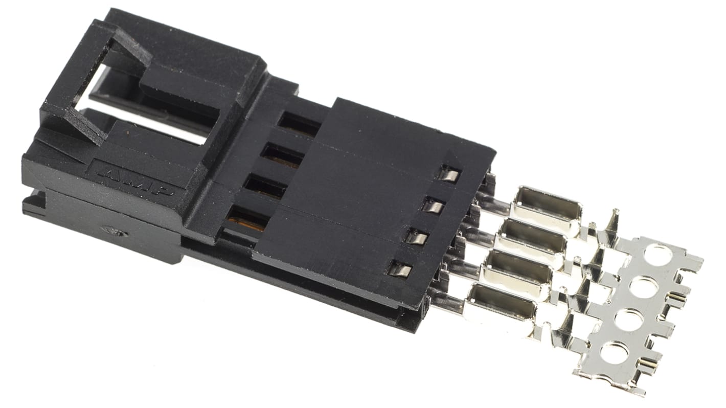 Conector IDC macho TE Connectivity serie AMPMODU MTE de 4 vías, paso 2.54mm, 1 fila, Montaje de Cable