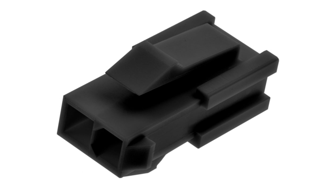 Carcasa de conector Molex 46999-0293, Serie Mini-Fit Jr, paso: 4.2mm, 2 contactos, 2 filas, Recto, Macho, Montaje de