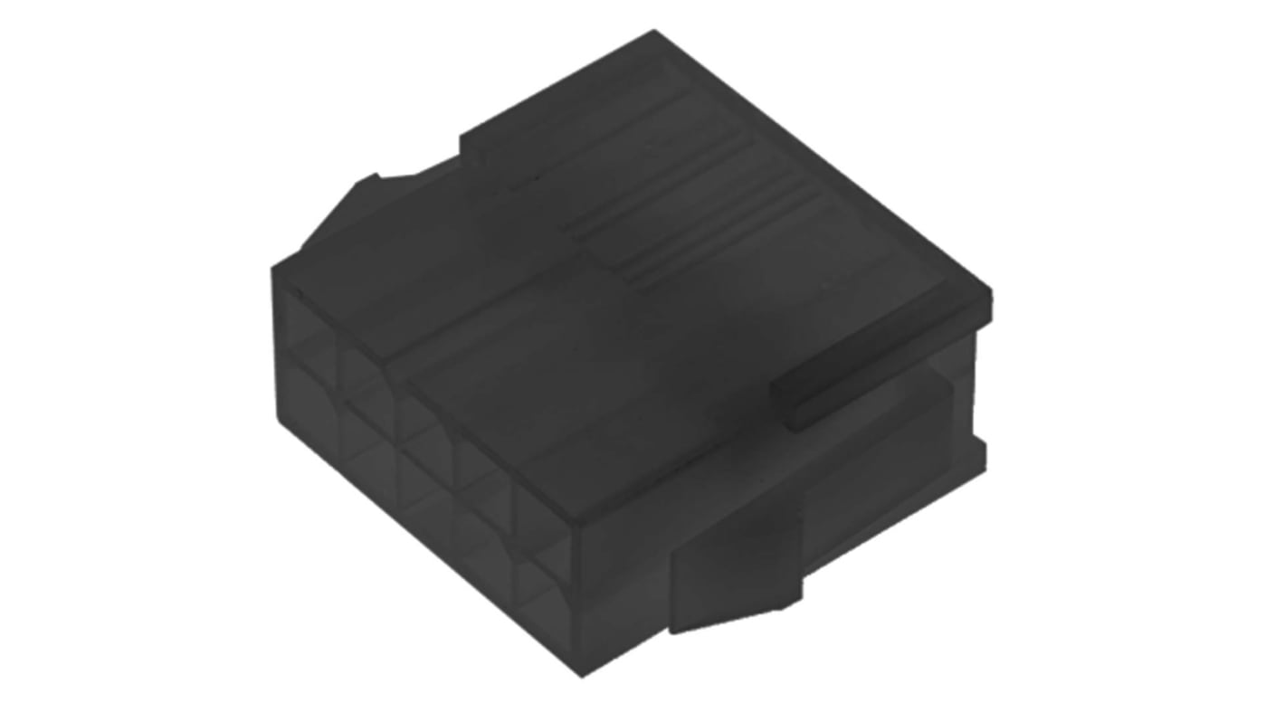 Carcasa de conector Molex 46999-0297, Serie Mini-Fit Jr, paso: 4.2mm, 10 contactos, 2 filas, Recto, Macho, Montaje de