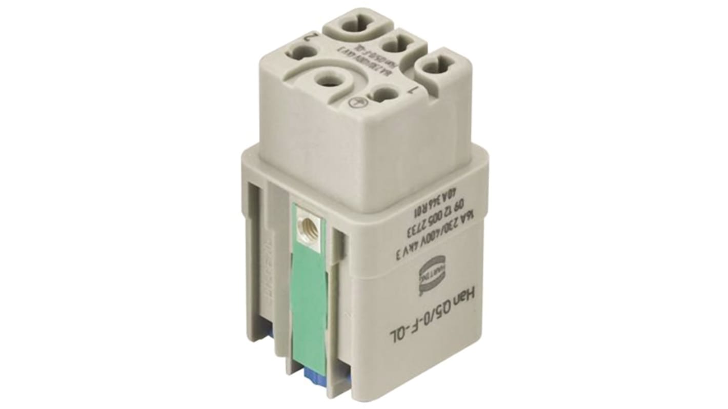 Inserto de conector de potencia HARTING Hembra, serie HAN Q