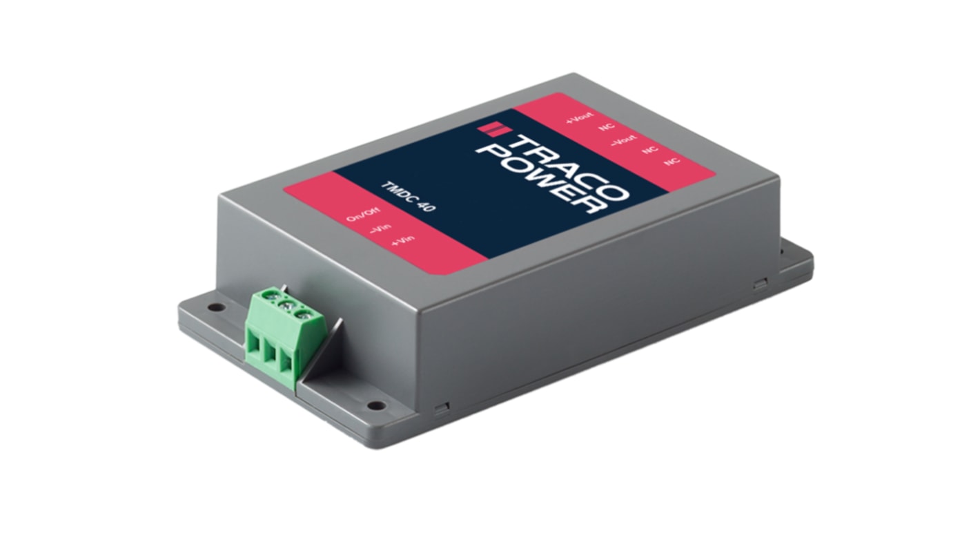 TRACOPOWER TMDC 40 DC-DC Converter, 48V dc/ 835mA Output, 18 → 75 V dc Input, 40W, Chassis Mount, +65°C Max Temp