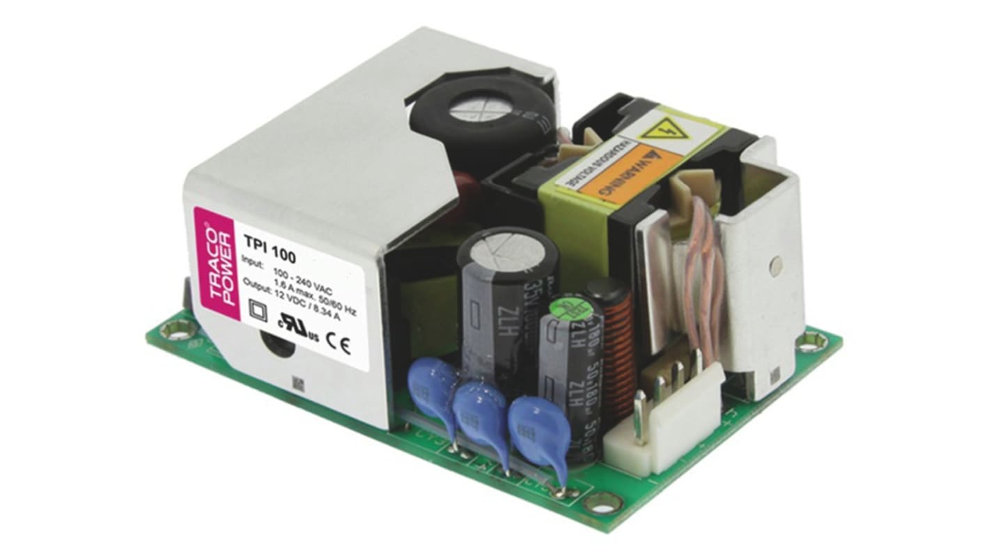 Fuente de alimentación conmutada TRACOPOWER, 12V dc, 8.34A, 100W, 1 salida, Montaje en PCB