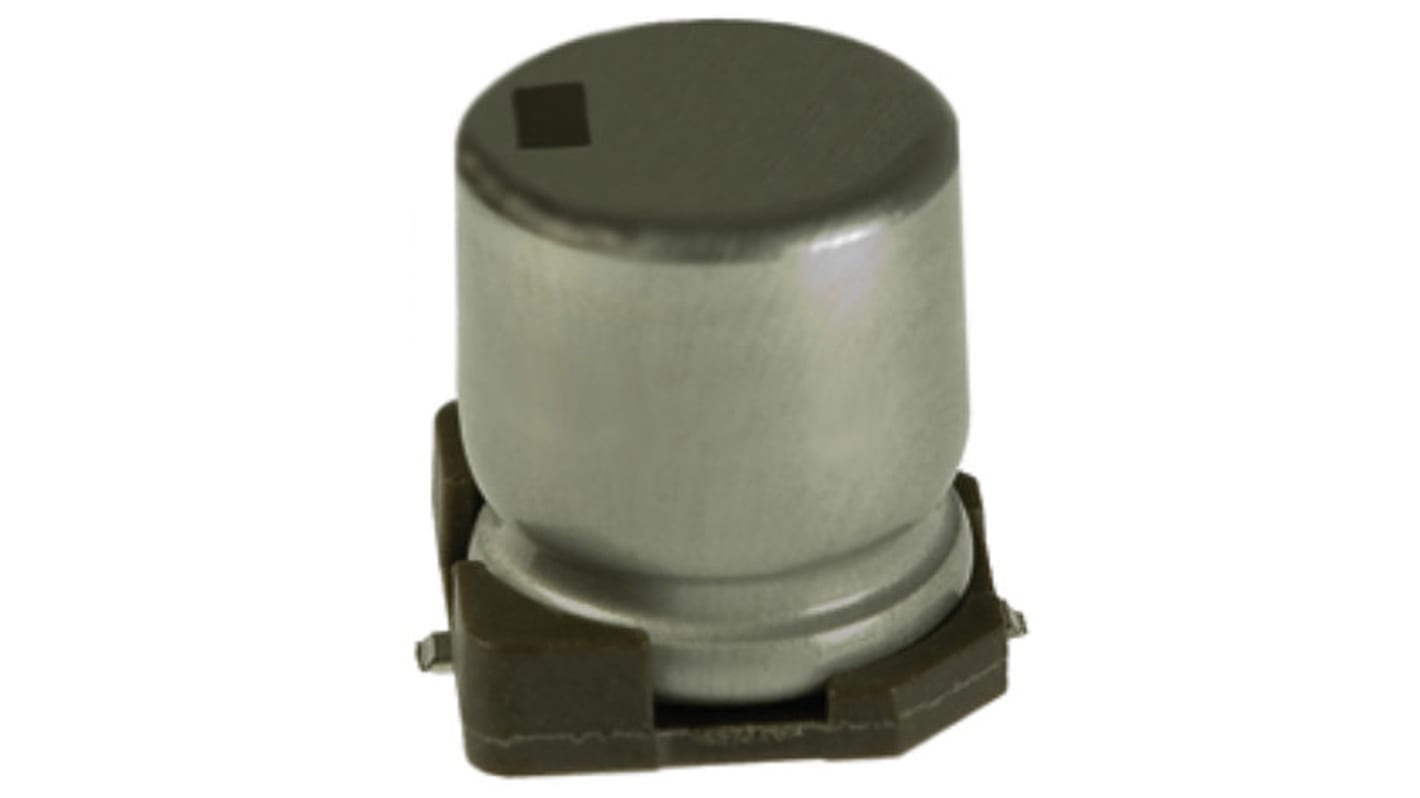 Condensador electrolítico Nichicon serie WD, 150μF, ±20%, 16V dc, mont. SMD, 6.3 (Dia.) x 7.7mm, paso 2.2mm