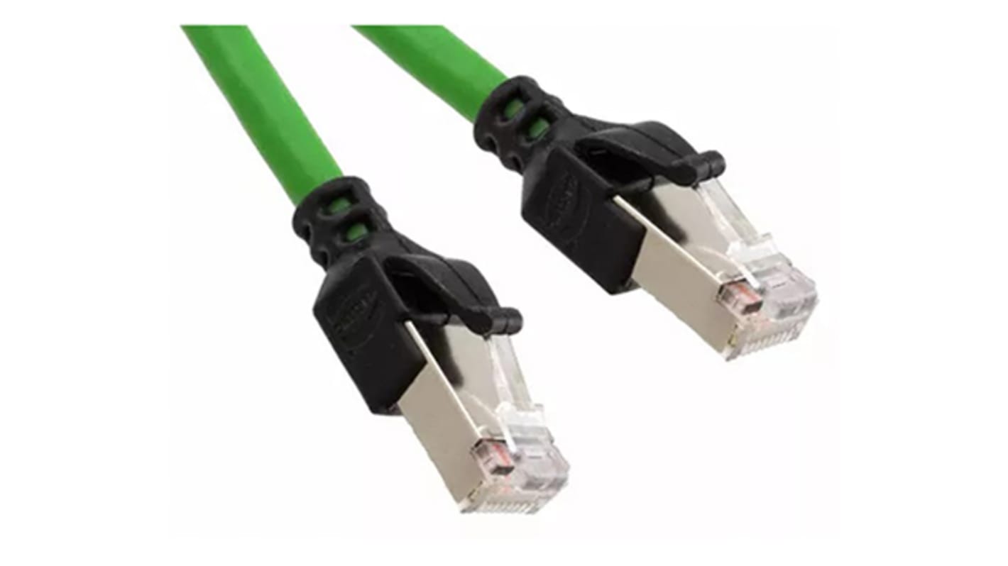 Cable Ethernet Cat5e SF/UTP HARTING de color Verde, long. 5m, funda de Poliuretano (PUR)