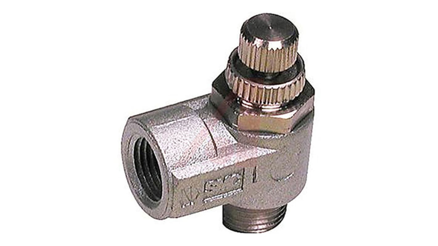 SMC AS Series Threaded Speed Controller, NPT 1/8 Male Inlet Port x NPT 1/8 Female Outlet Port