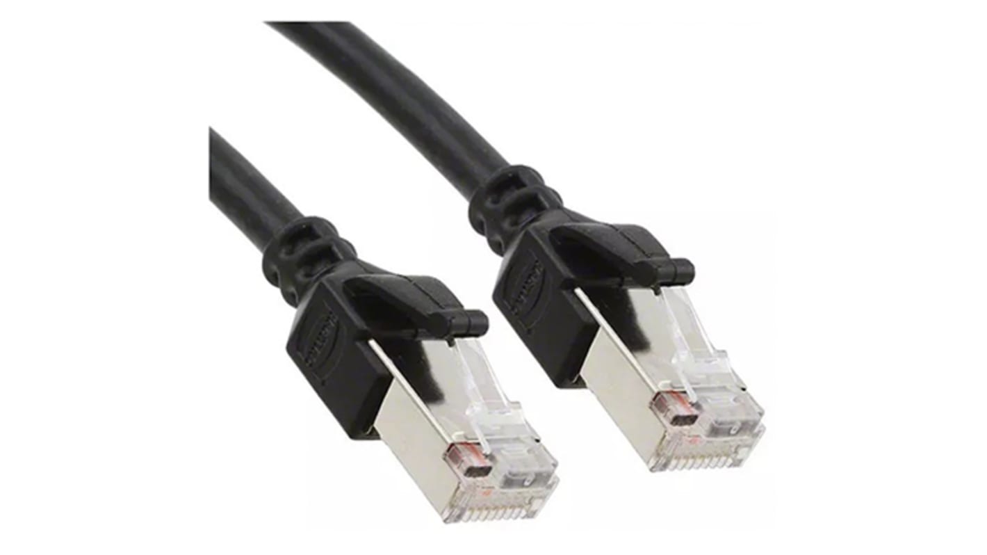 HARTING Cat5e Male RJ45 to Male RJ45 Ethernet Cable, SF/UTP, Black LSZH, PUR Sheath, 10m