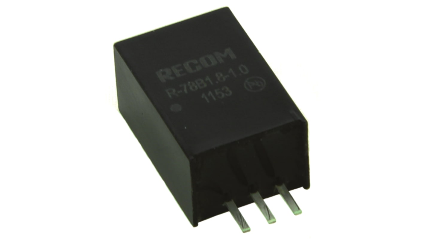 Recom Switching Regulator, Through Hole, 1.8V dc Output Voltage, 4.75 → 26V dc Input Voltage, 1A Output Current,