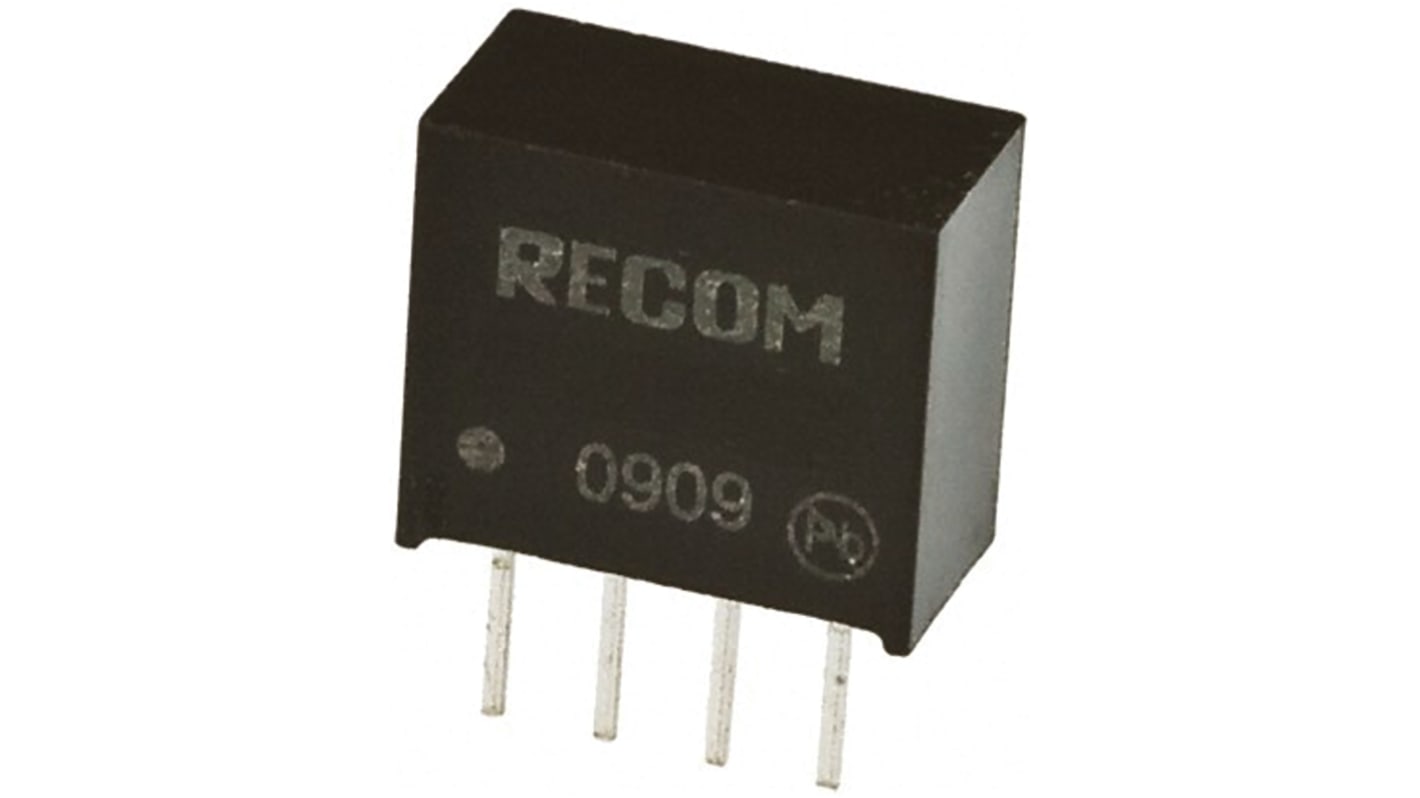 Recom RO DC-DC Converter, 15V dc/ 66mA Output, 10.8 → 13.2 V dc Input, 1W, Through Hole, +85°C Max Temp -40°C