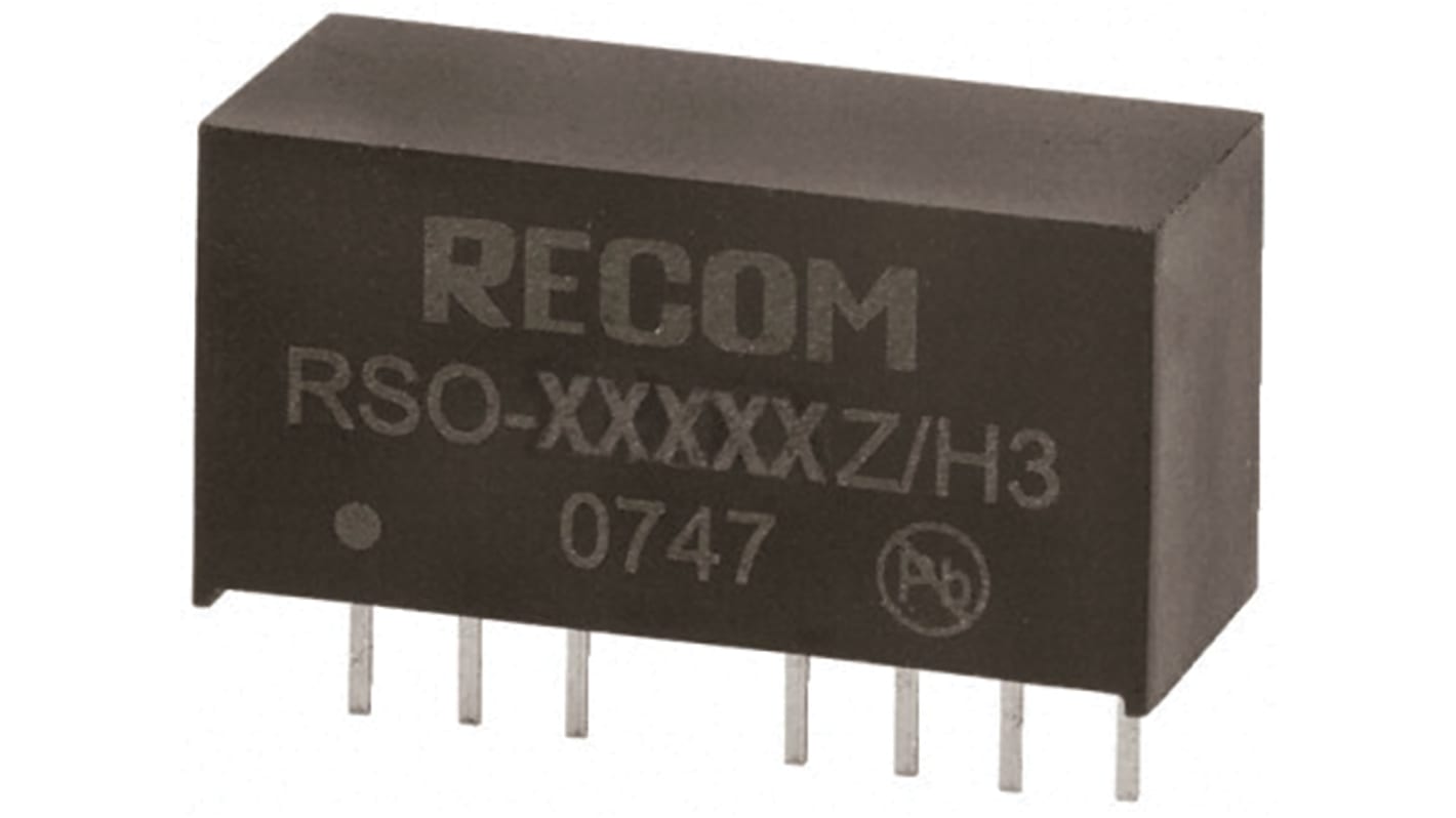 Recom RSO DC-DC Converter, ±12V dc/ ±42mA Output, 4.5 → 18 V dc Input, 1W, Through Hole, +85°C Max Temp -40°C