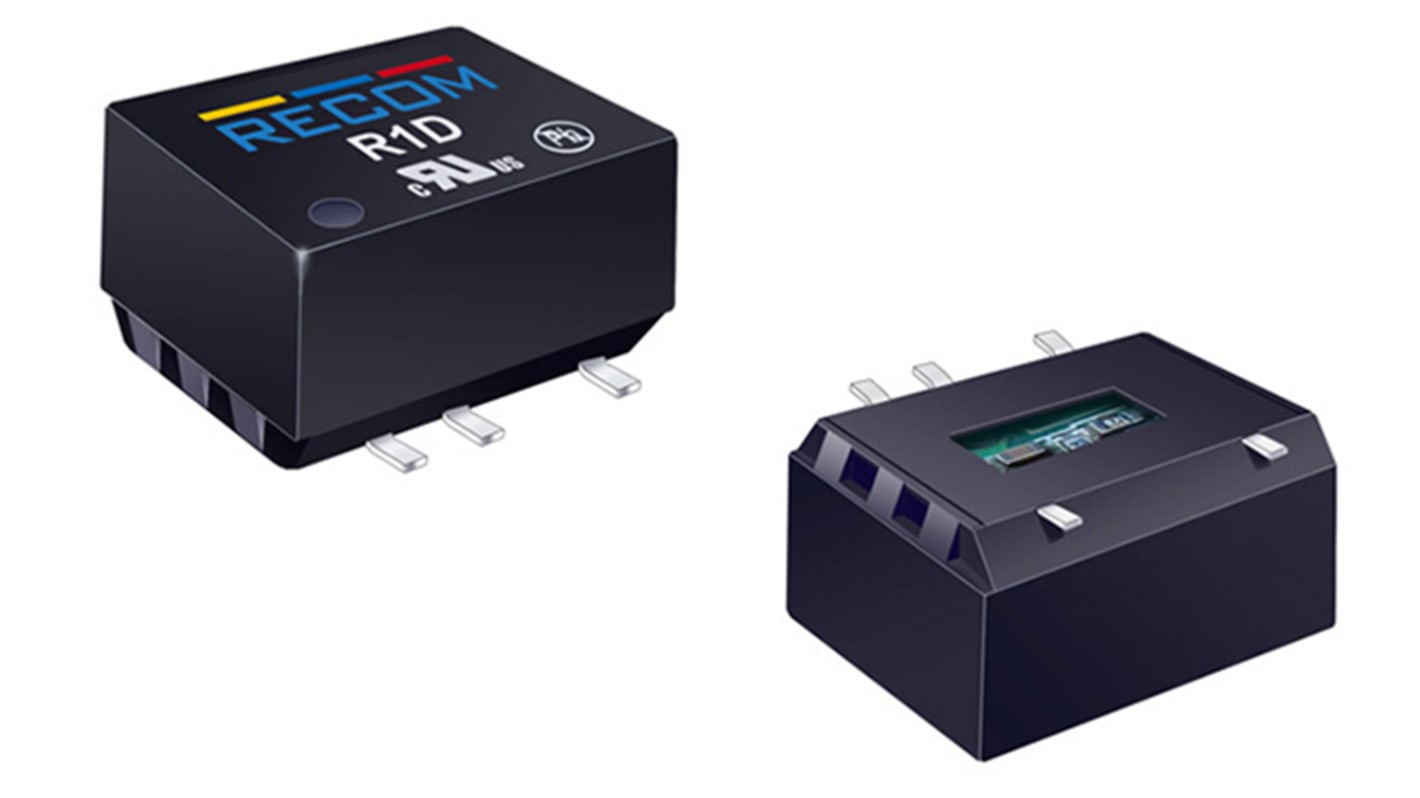 Recom R1D DC-DC Converter, ±5V dc/ ±100mA Output, 4.5 → 5.5 V dc Input, 1W, Surface Mount, +100°C Max Temp -40°C