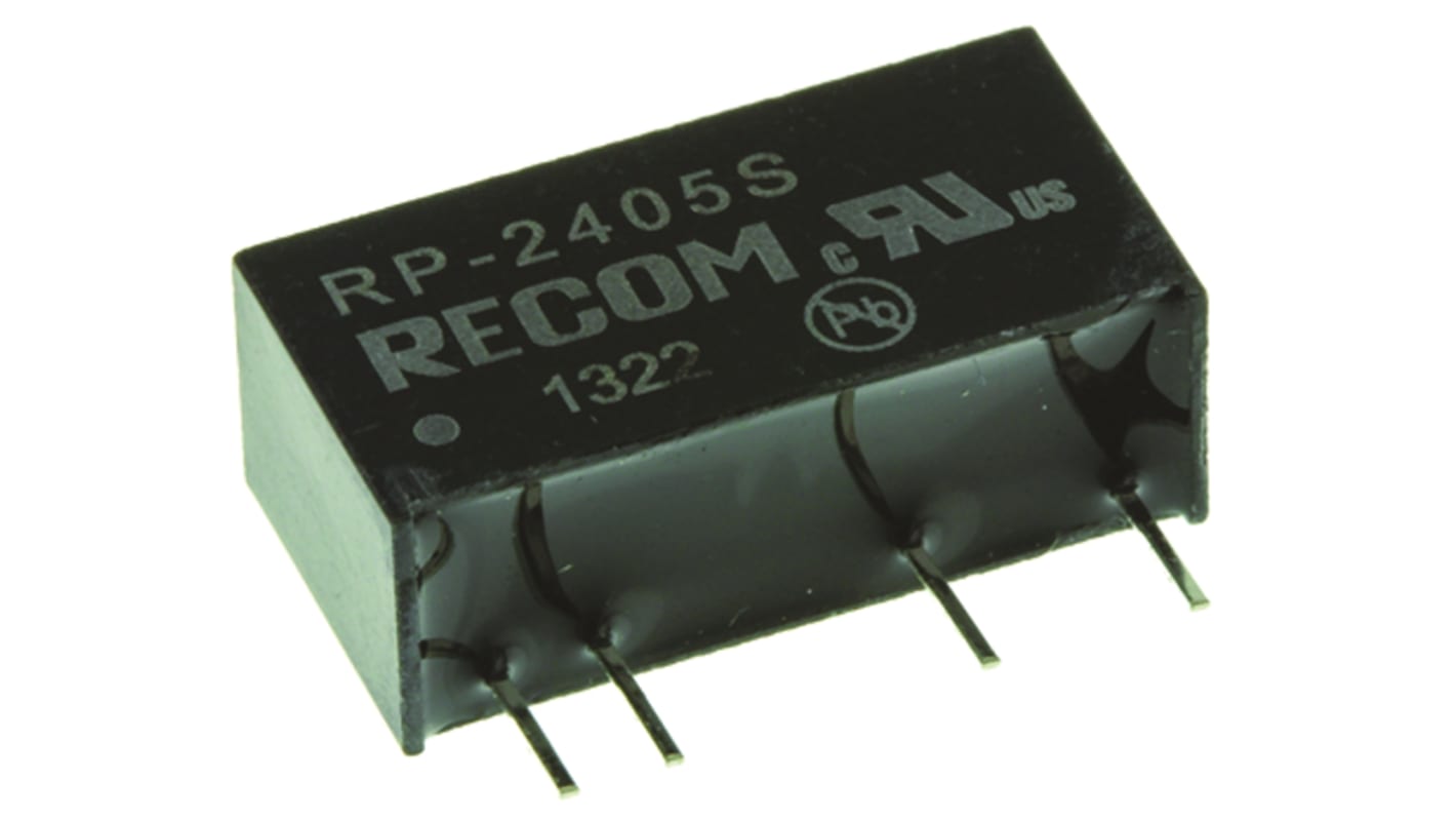 Recom RP DC-DC Converter, 5V dc/ 200mA Output, 21.6 → 26.4 V dc Input, 1W, Through Hole, +90°C Max Temp -40°C