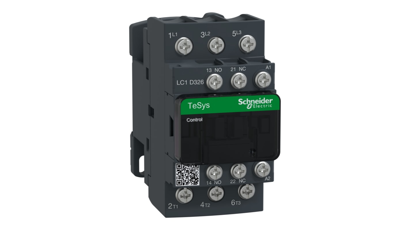 Schneider Electric TeSys D LC1D Contactor, 440 V ac Coil, 3-Pole, 50 A, 18.5 kW, 3NO, 300 V dc, 690 V ac