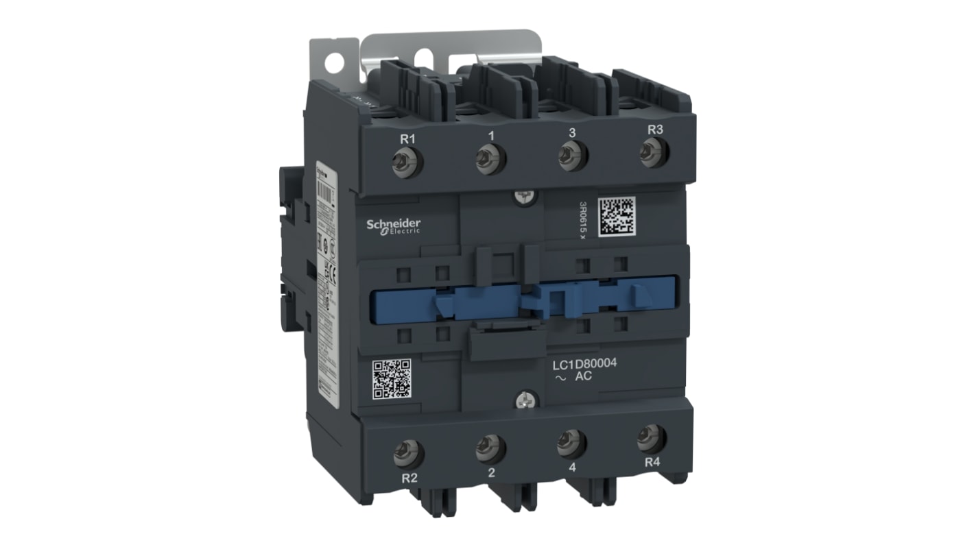 Contattore Schneider Electric, serie LC1D, 4 poli, 4NO, 80 A, bobina 415 V c.a.