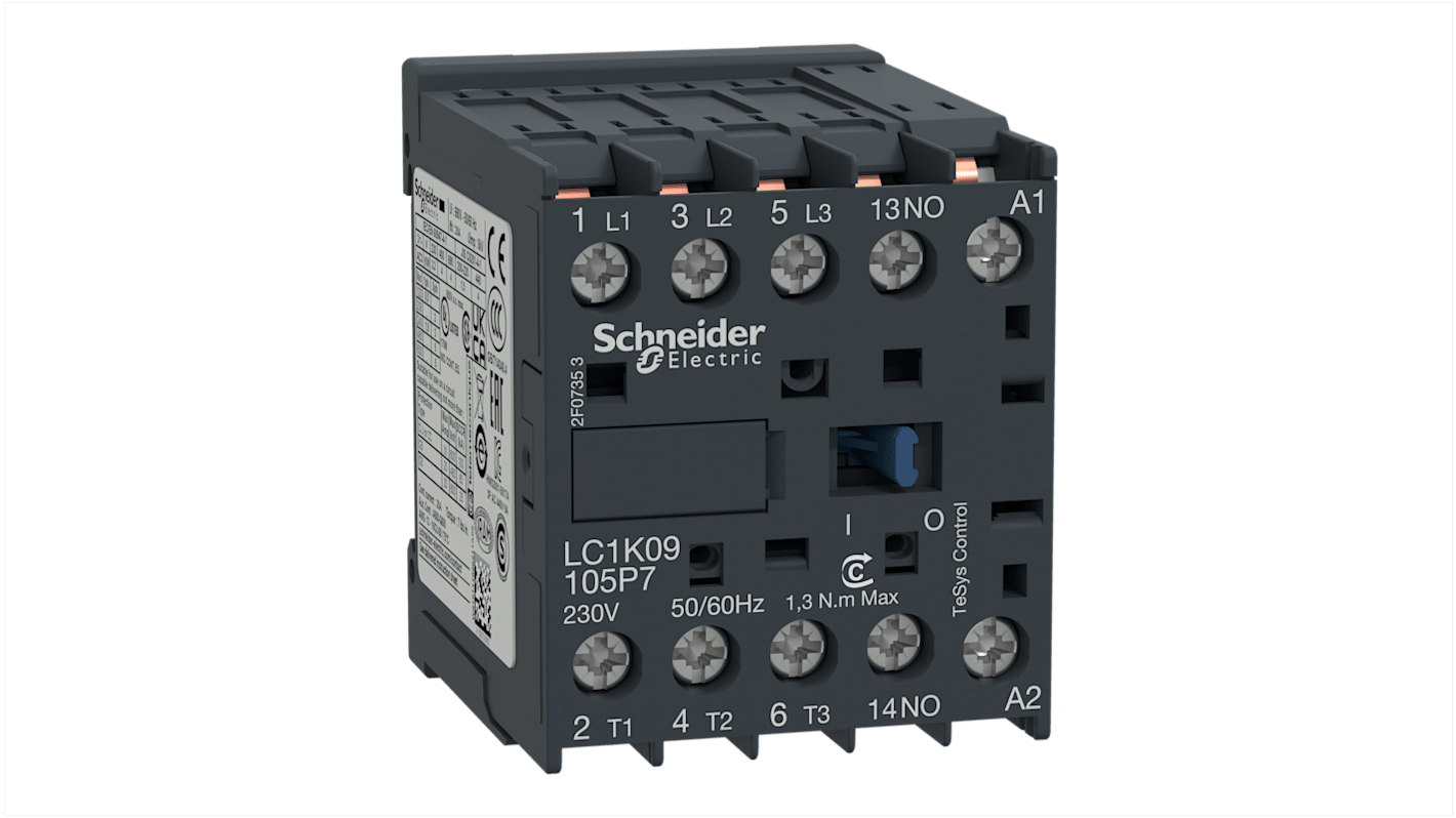 Contattore Schneider Electric, serie LC1K, 3 poli, 3 NO, 20 A, 4 kW, bobina 110 V c.a.