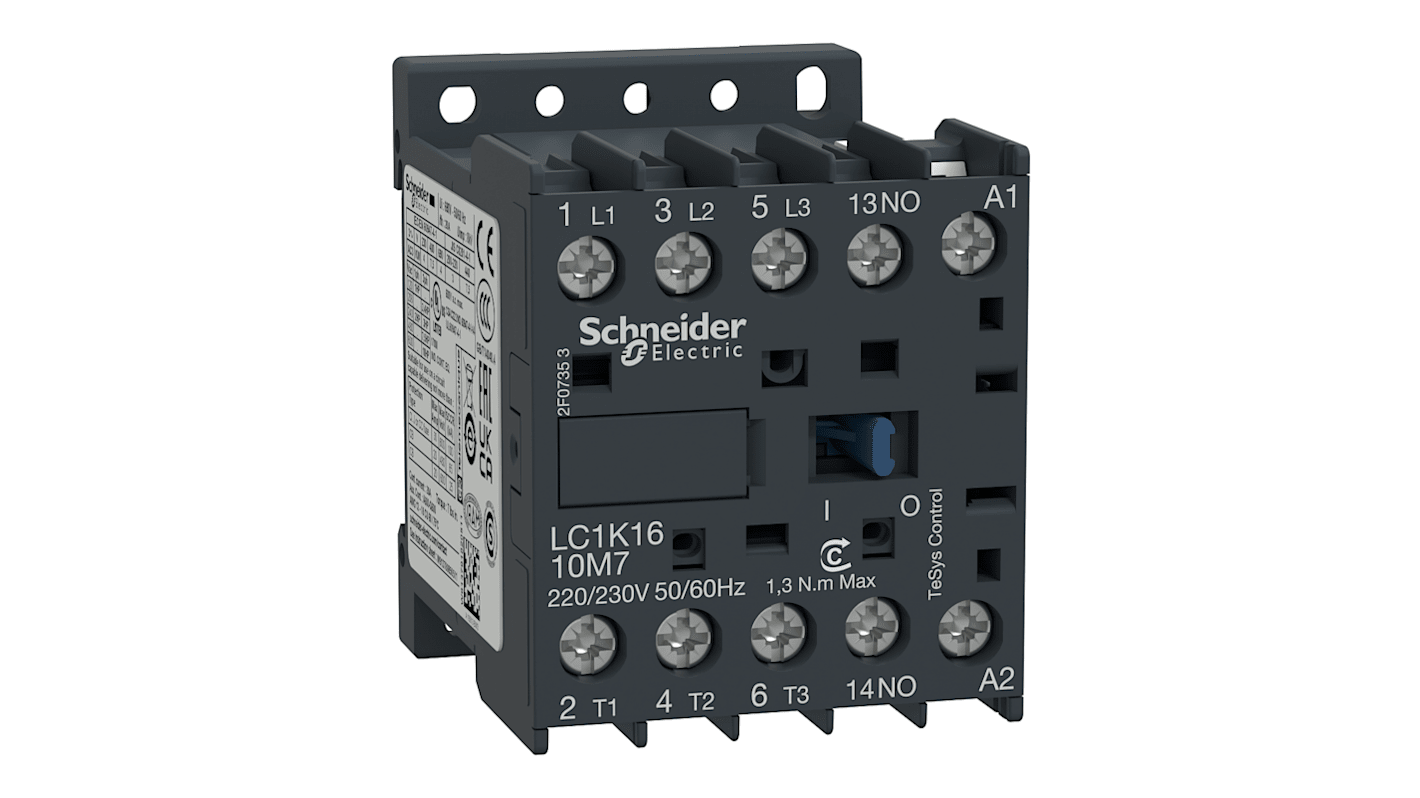 Contattore Schneider Electric, serie LC1K, 3 poli, 3 NO, 7,5 kW, bobina 400 V c.a.