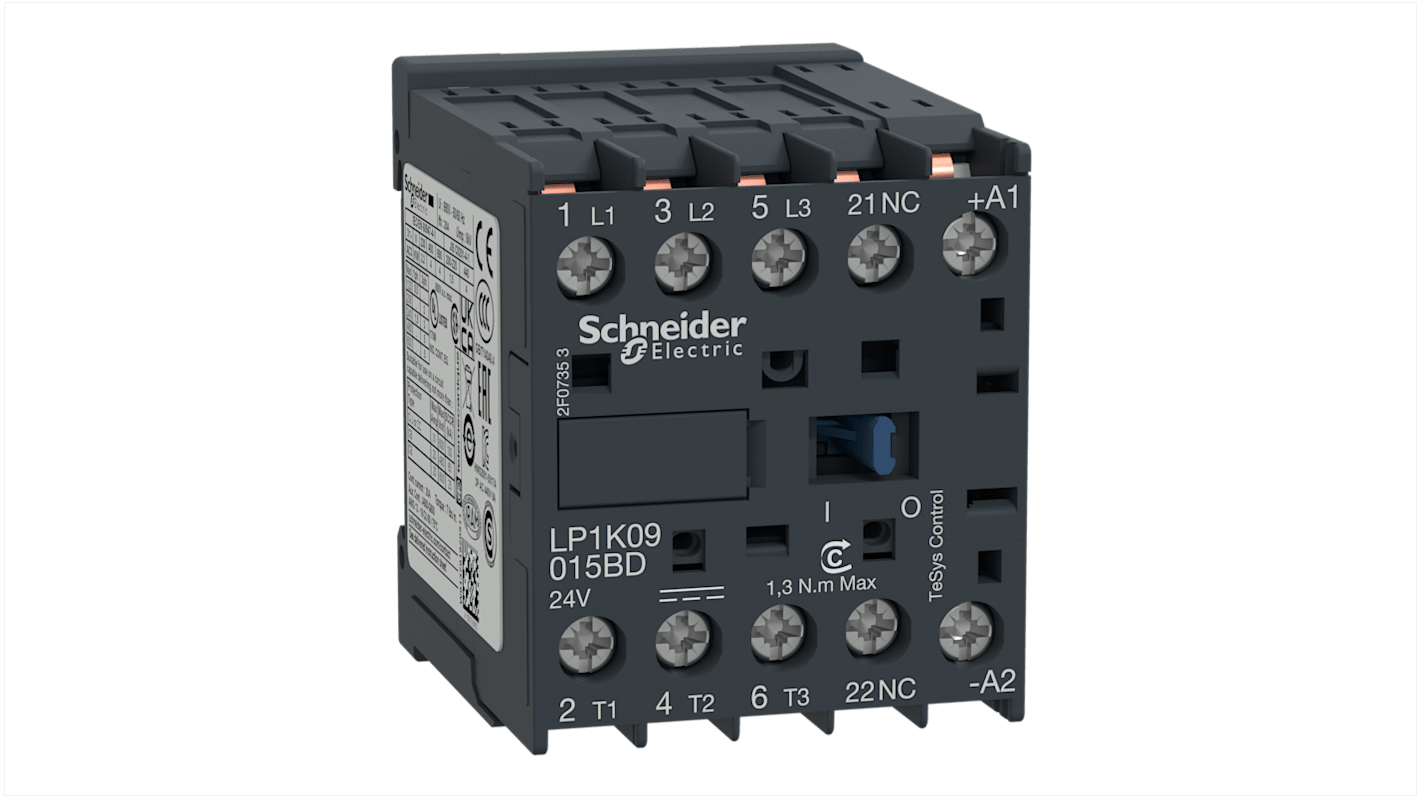 Contattore Schneider Electric, serie LP1K, 3 poli, 3NO, 20 A, 4 kW, bobina 230 V c.c.