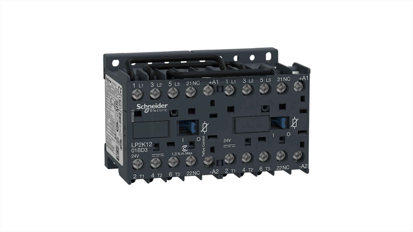 Schneider Electric TeSys K LP2K Contactor, 24 V dc Coil, 3-Pole, 20 A, 5.5 kW, 3NO, 690 V ac