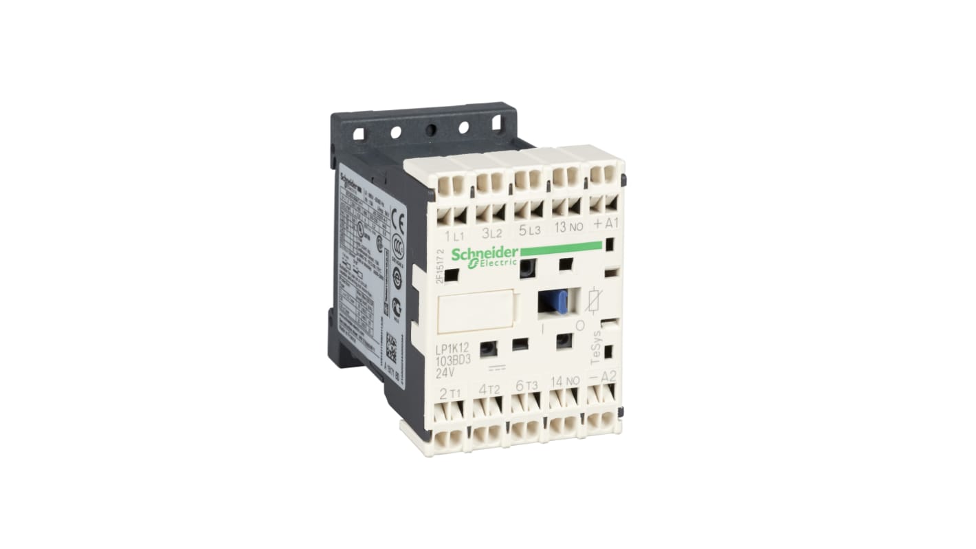 Contattore Schneider Electric, serie LP4K, 3 poli, 3NO, 20 A, 4 kW, bobina 24 V c.c.