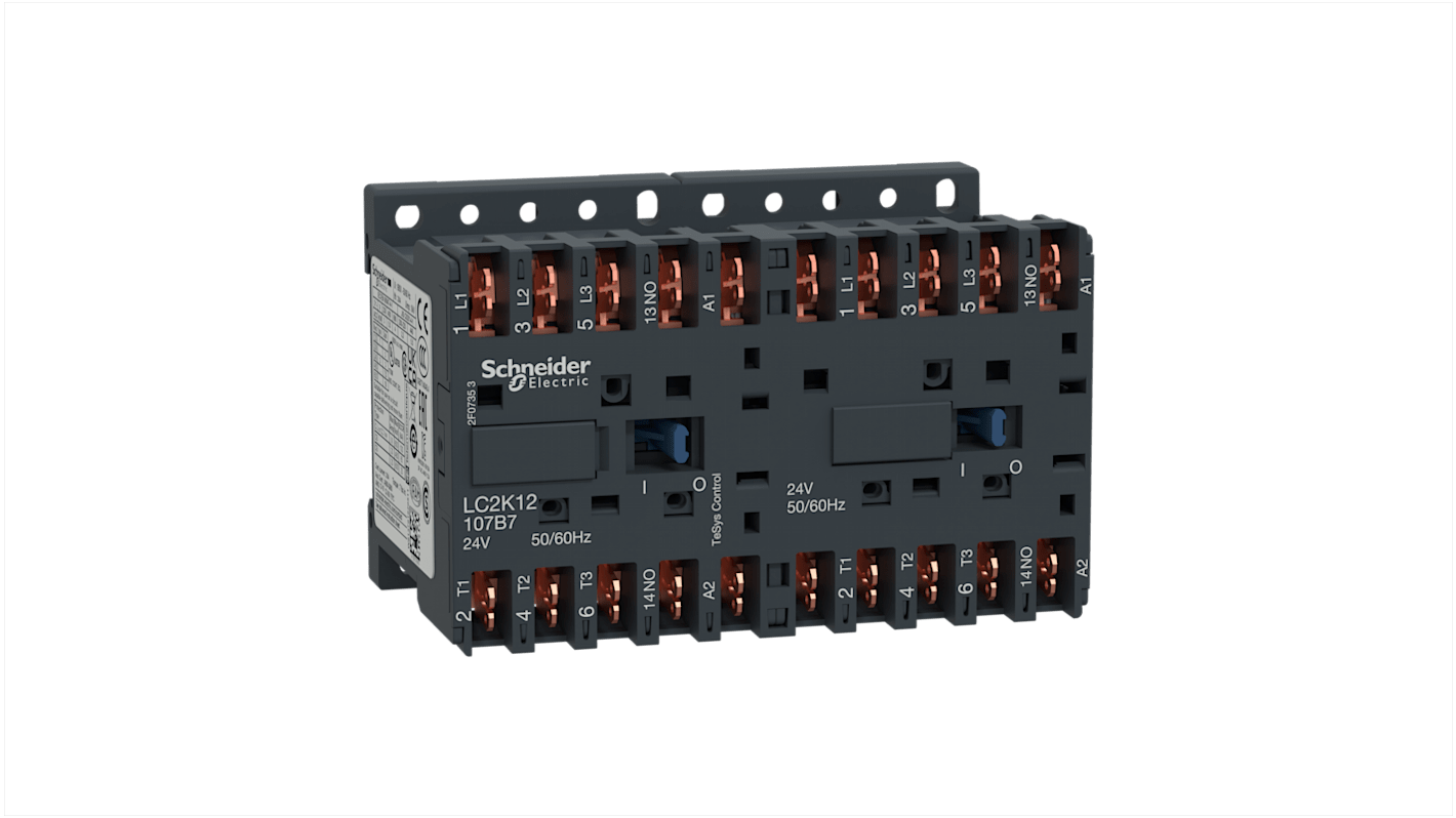 Contattore Reversibile Schneider Electric, serie LC2K, 3 poli, 20 A, 5,5 kW, bobina 24 V c.a.