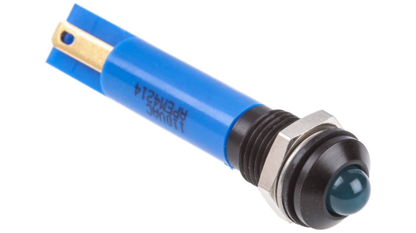 RS PRO LED Schalttafel-Anzeigelampe Blau 110V ac, Montage-Ø 8mm