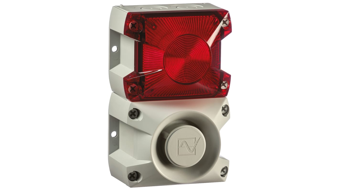 Zestaw sygnalizatorów akustycznych i lamp sygnalizacyjnych 230 V AC Czerwony AC Montaż na podstawie 100dB