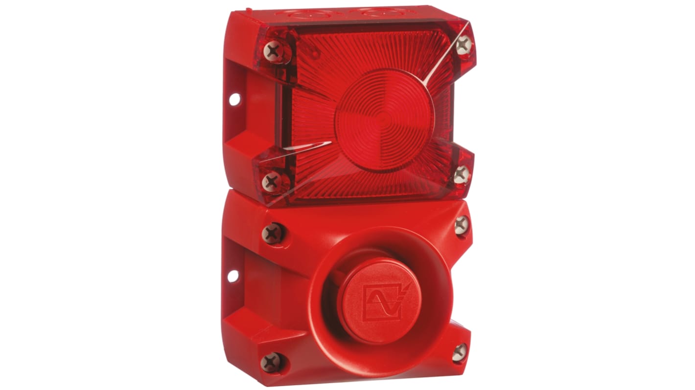 Pfannenberg PA X 1-05 Series Red Sounder Beacon, 24 V dc, Base Mount, 100dB at 1 Metre