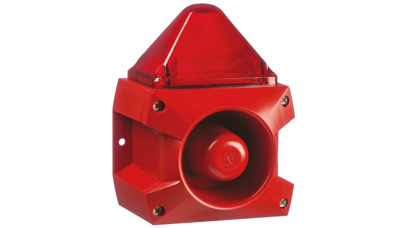 Pfannenberg PA X 5-05 Series Red Sounder Beacon, 24 V dc, Base Mount, 100dB at 1 Metre