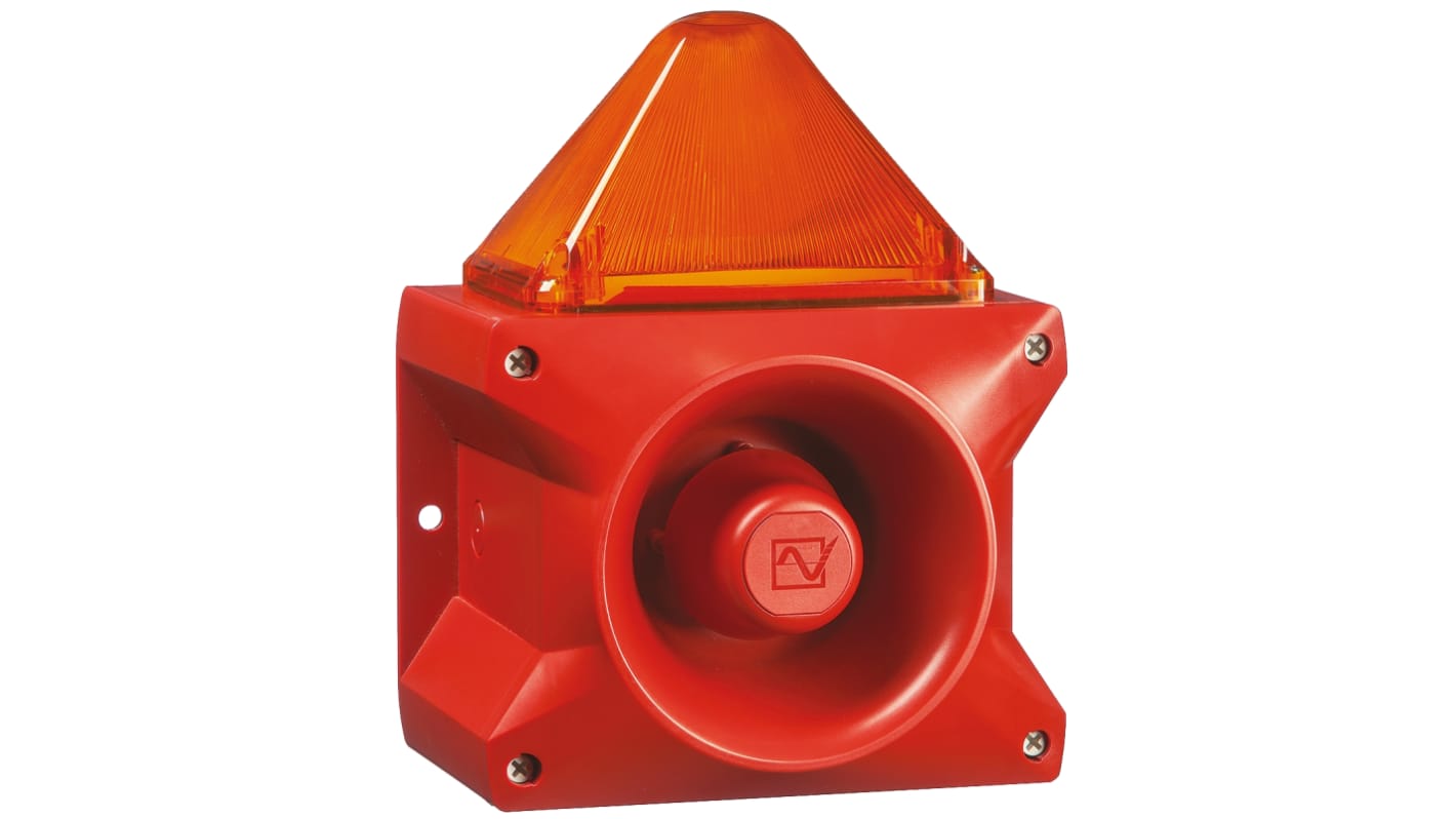 Zestaw sygnalizatorów akustycznych i lamp sygnalizacyjnych 230 V AC Pomarańczowy AC Montaż na podstawie 110dB